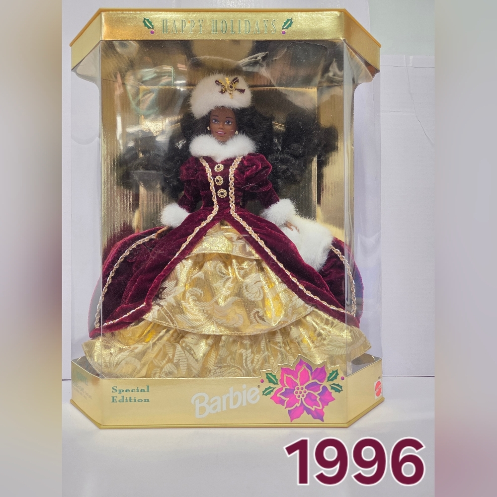 Barbie Holiday Doll in Burgundy Velvet & Gold